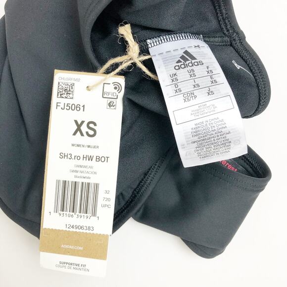 Adidas Womens Performance Swim Bottom XS Black High Waist Stretch NWT - Picture 6 of 7